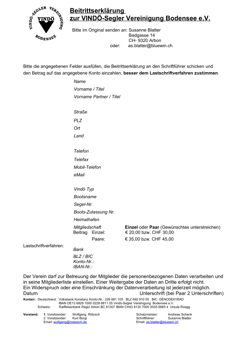 Beitrittserklärung